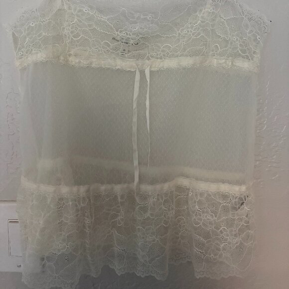 Vintage Abercrombie and Fitch White Lace Sheer Cami with Details Size Medium - Picture 2 of 5